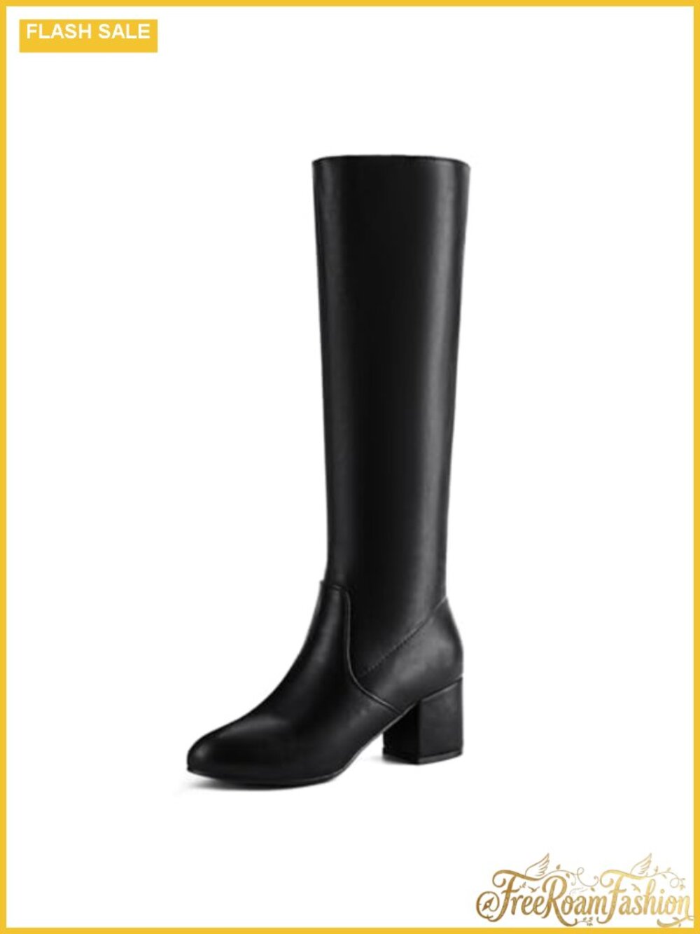 Knee High Boots Chunky Block Heel Faux Suede Women's Pull-On